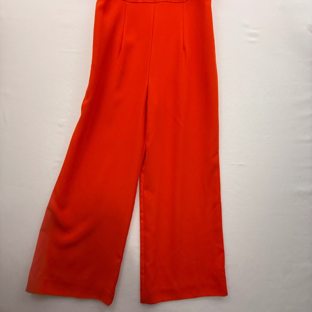Trina Turk Jumpsuit Womens 10 Orange Wide Leg Empire Waist V-Neck NWT - Picture 2 of 12